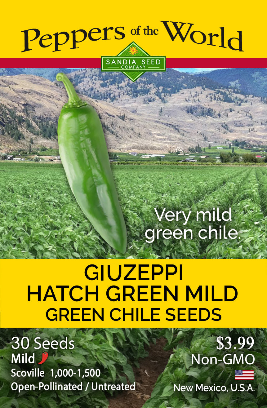 Hatch Green Very Mild Giuzeppi Chile Seed packet from New Mexico